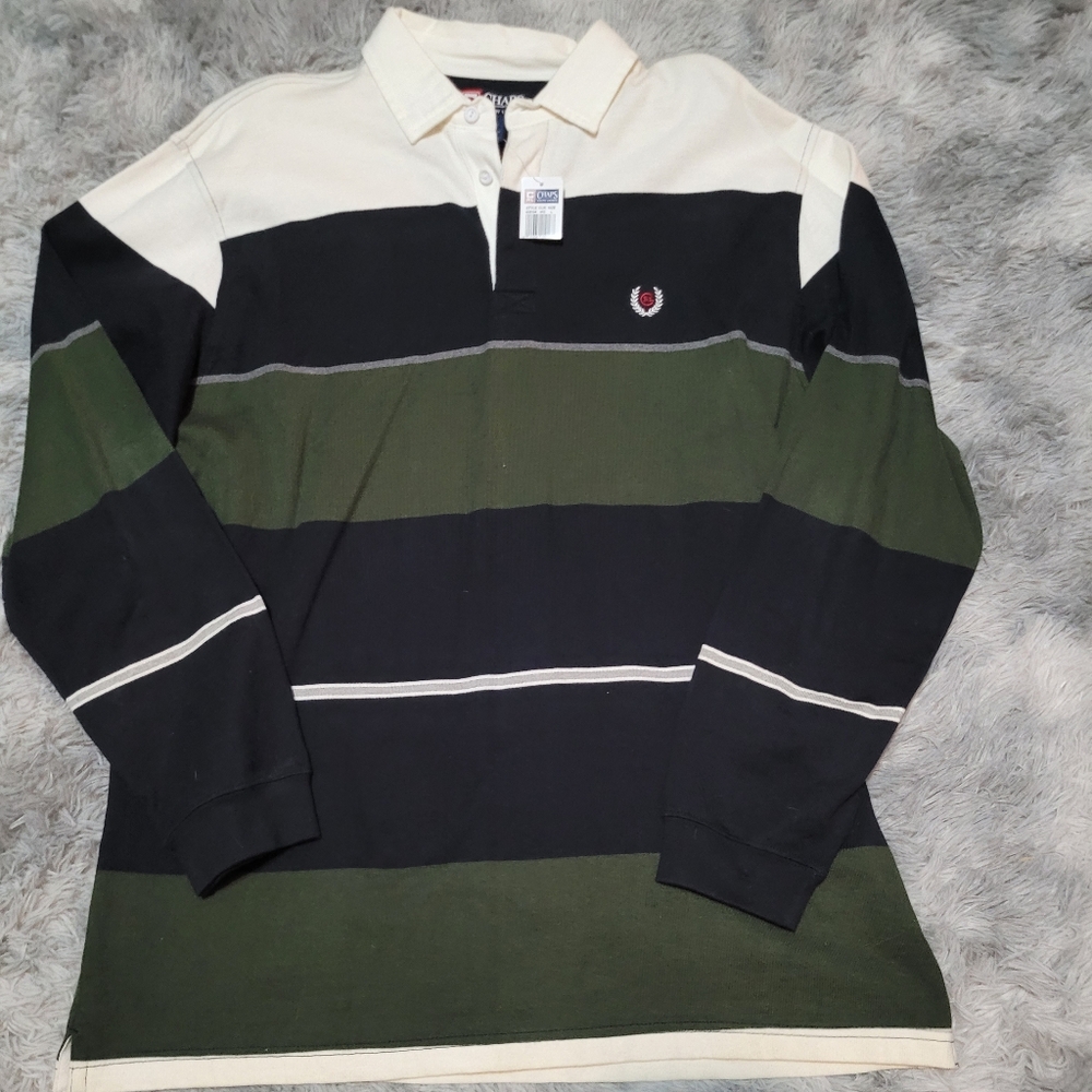 Ralph Lauren Black and Green Striped Polo